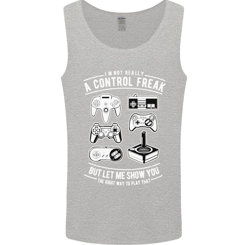Control Freak Funny Gaming Gamer Mens Vest Tank Top Sports Grey