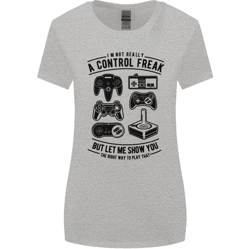 Control Freak Funny Gaming Gamer Womens Wider Cut T-Shirt Sports Grey