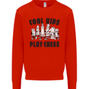 Cool Kids Play Chess Funny Game Player Kids Sweatshirt Jumper Bright Red