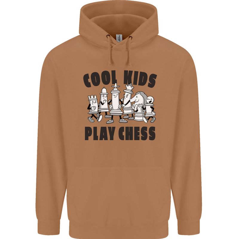 Cool Kids Play Chess Funny Game Player Mens 80% Cotton Hoodie Caramel Latte