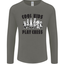 Cool Kids Play Chess Funny Game Player Mens Long Sleeve T-Shirt Charcoal