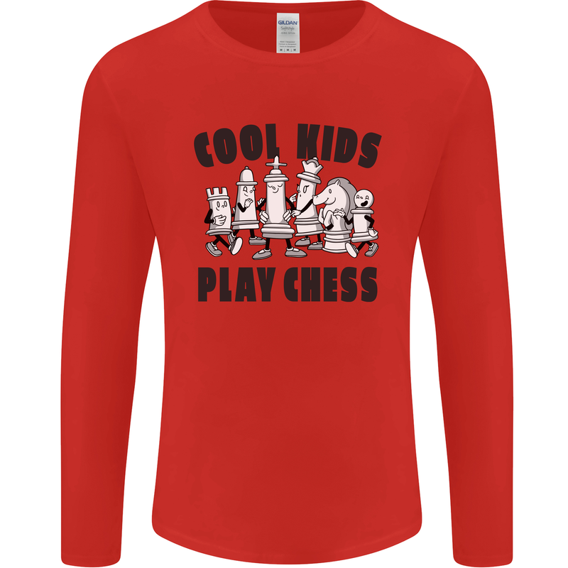 Cool Kids Play Chess Funny Game Player Mens Long Sleeve T-Shirt Red