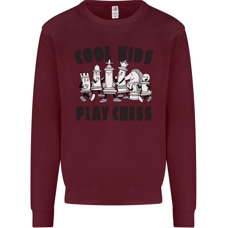 Cool Kids Play Chess Funny Game Player Mens Sweatshirt Jumper Maroon