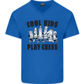 Cool Kids Play Chess Funny Game Player Mens V-Neck Cotton T-Shirt Royal Blue