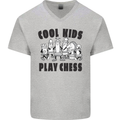 Cool Kids Play Chess Funny Game Player Mens V-Neck Cotton T-Shirt Sports Grey