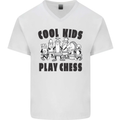 Cool Kids Play Chess Funny Game Player Mens V-Neck Cotton T-Shirt White