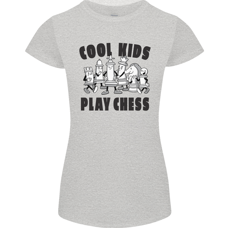 Cool Kids Play Chess Funny Game Player Womens Petite Cut T-Shirt Sports Grey