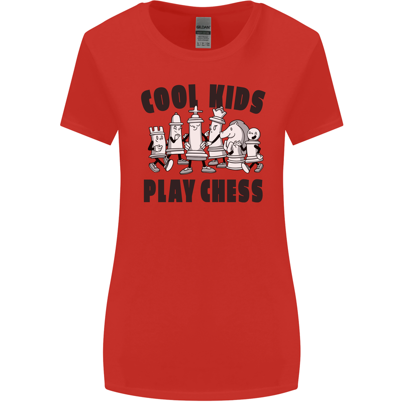 Cool Kids Play Chess Funny Game Player Womens Wider Cut T-Shirt Red