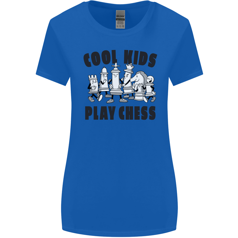Cool Kids Play Chess Funny Game Player Womens Wider Cut T-Shirt Royal Blue