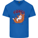 Corgi Anatomy Dog Mens V-Neck Cotton T-Shirt Royal Blue