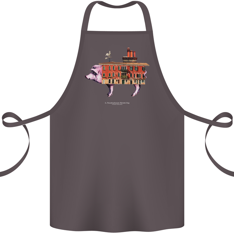 Country House Street Pig Cotton Apron 100% Organic Dark Grey