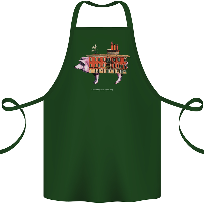 Country House Street Pig Cotton Apron 100% Organic Forest Green