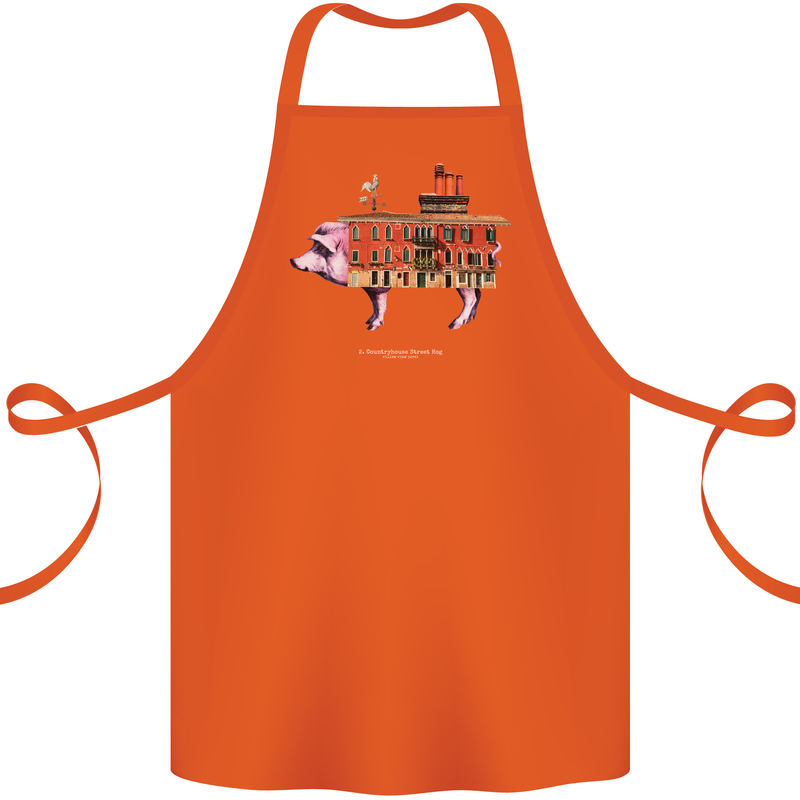 Country House Street Pig Cotton Apron 100% Organic Orange