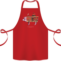 Country House Street Pig Cotton Apron 100% Organic Red