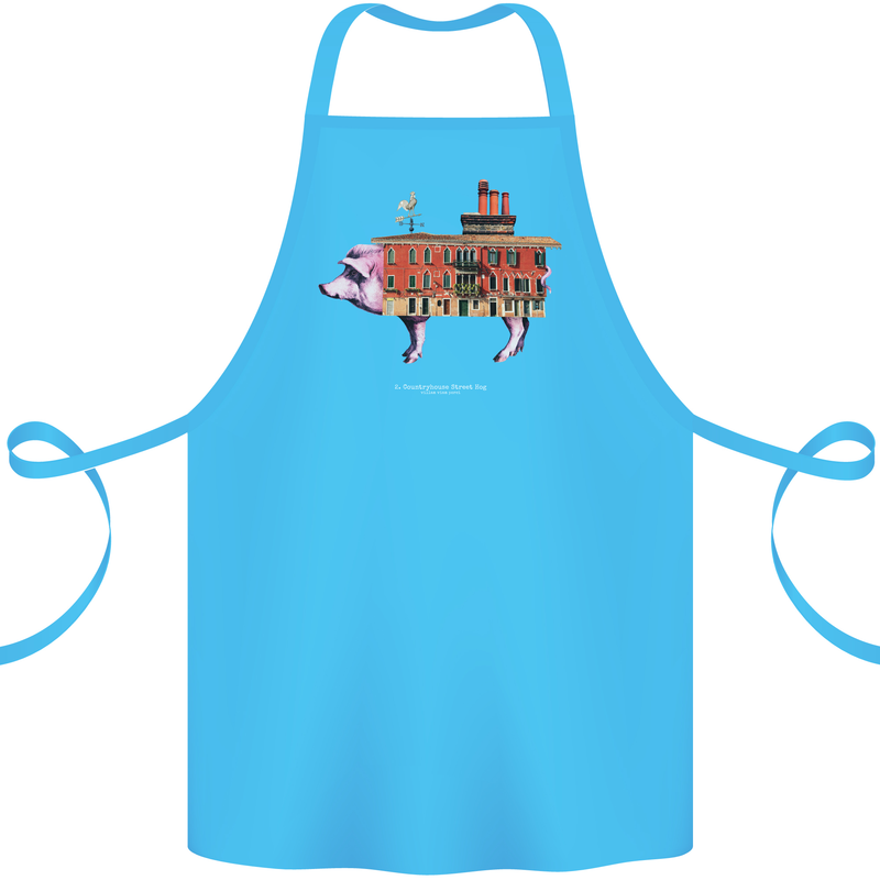 Country House Street Pig Cotton Apron 100% Organic Turquoise