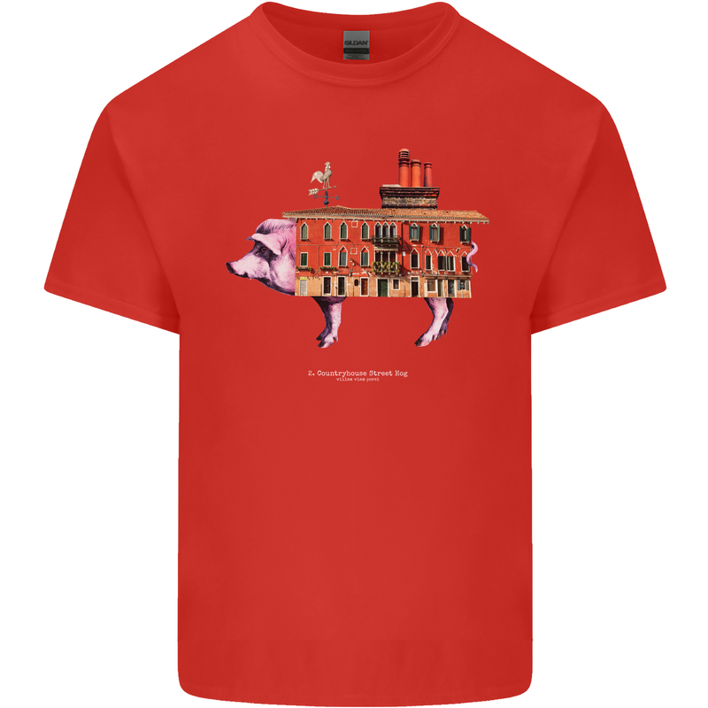 Country House Street Pig Kids T-Shirt Childrens Red