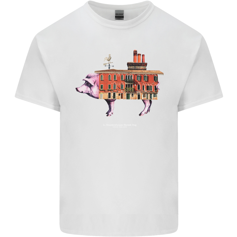 Country House Street Pig Kids T-Shirt Childrens White