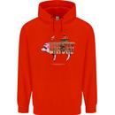 Country House Street Pig Mens 80% Cotton Hoodie Bright Red