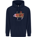 Country House Street Pig Mens 80% Cotton Hoodie Navy Blue