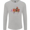 Country House Street Pig Mens Long Sleeve T-Shirt Sports Grey