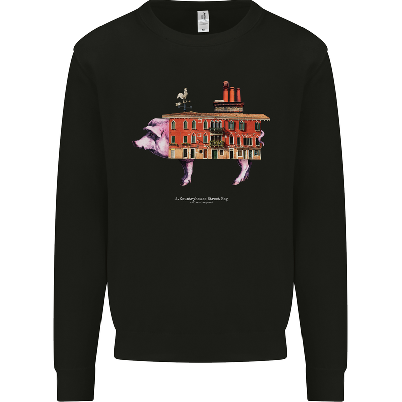 Country House Street Pig Mens Sweatshirt Jumper Black