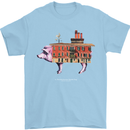 Country House Street Pig Mens T-Shirt Cotton Gildan Light Blue