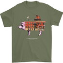 Country House Street Pig Mens T-Shirt Cotton Gildan Military Green