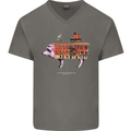 Country House Street Pig Mens V-Neck Cotton T-Shirt Charcoal