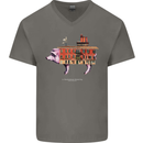 Country House Street Pig Mens V-Neck Cotton T-Shirt Charcoal