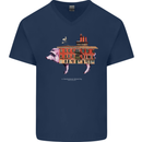 Country House Street Pig Mens V-Neck Cotton T-Shirt Navy Blue