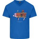 Country House Street Pig Mens V-Neck Cotton T-Shirt Royal Blue