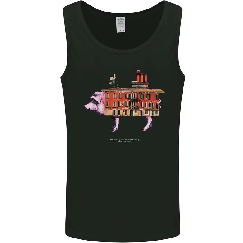 Country House Street Pig Mens Vest Tank Top Black