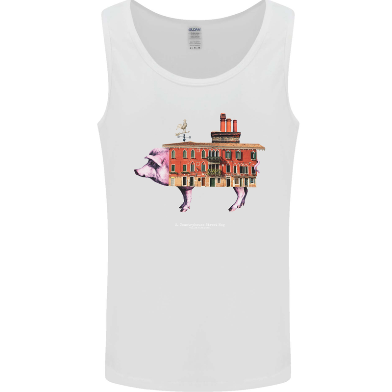 Country House Street Pig Mens Vest Tank Top White