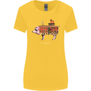 Country House Street Pig Womens Wider Cut T-Shirt Yellow
