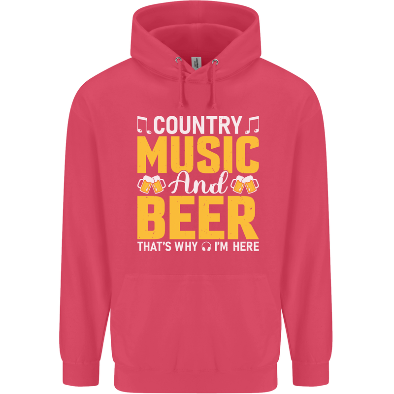 Country Music & Beer Thats Why Im Here Childrens Kids Hoodie Heliconia