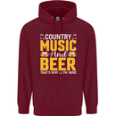 Country Music & Beer Thats Why Im Here Childrens Kids Hoodie Maroon