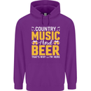 Country Music & Beer Thats Why Im Here Childrens Kids Hoodie Purple