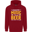 Country Music & Beer Thats Why Im Here Childrens Kids Hoodie Red