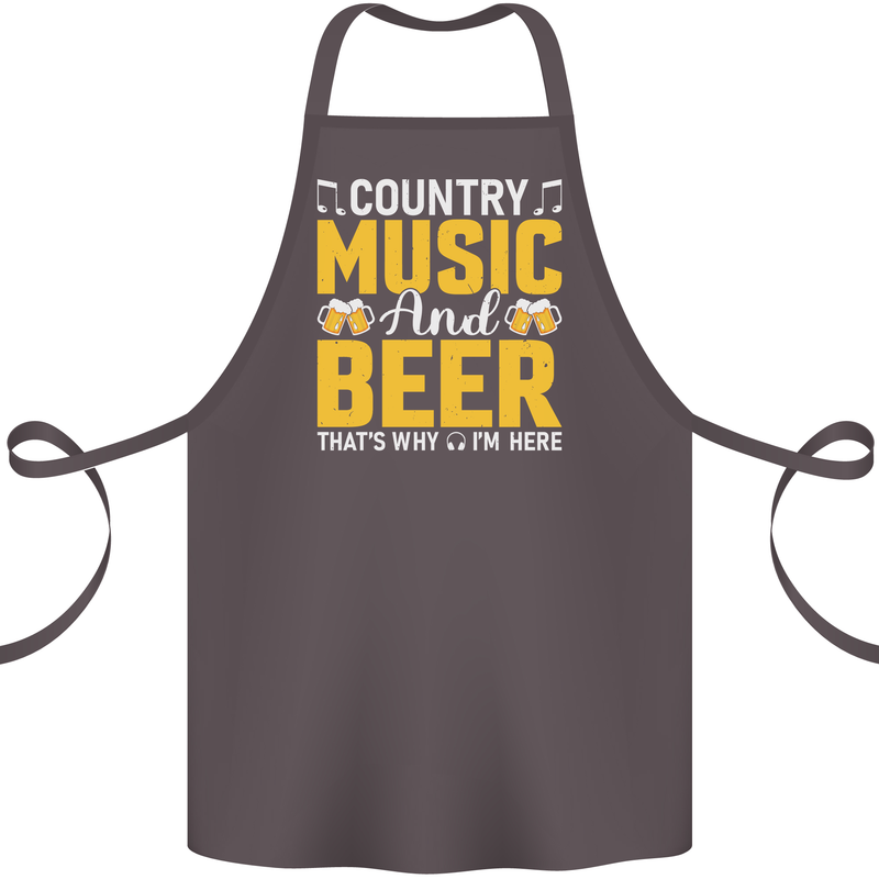 Country Music & Beer Thats Why Im Here Cotton Apron 100% Organic Dark Grey