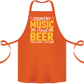 Country Music & Beer Thats Why Im Here Cotton Apron 100% Organic Orange