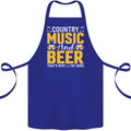 Country Music & Beer Thats Why Im Here Cotton Apron 100% Organic Royal Blue