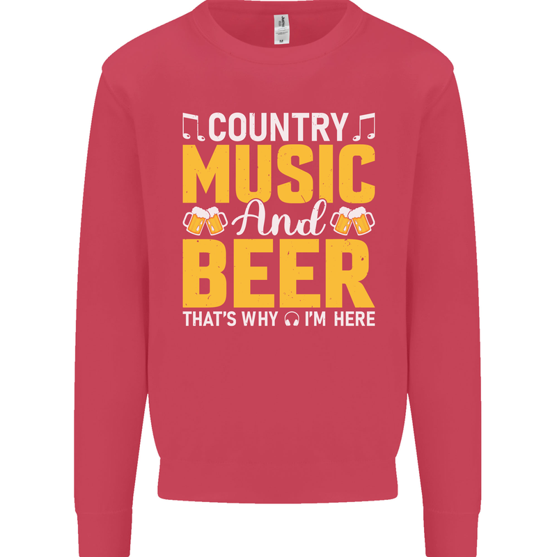 Country Music & Beer Thats Why Im Here Kids Sweatshirt Jumper Heliconia
