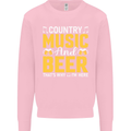 Country Music & Beer Thats Why Im Here Kids Sweatshirt Jumper Light Pink