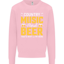 Country Music & Beer Thats Why Im Here Kids Sweatshirt Jumper Light Pink