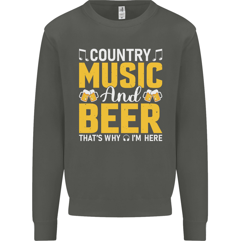 Country Music & Beer Thats Why Im Here Kids Sweatshirt Jumper Storm Grey