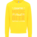 Country Music & Beer Thats Why Im Here Kids Sweatshirt Jumper Yellow