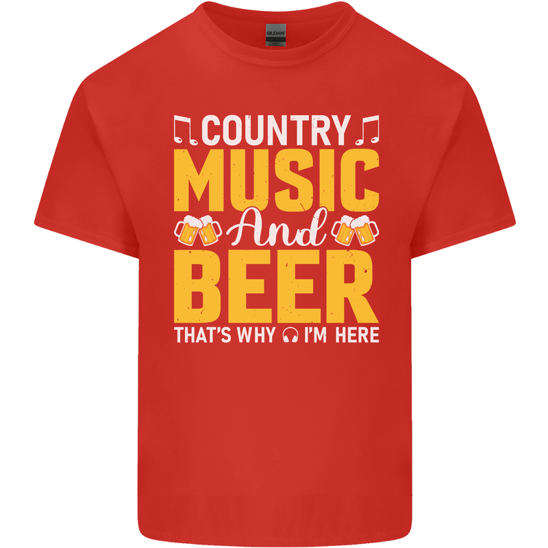 Country Music & Beer Thats Why Im Here Kids T-Shirt Childrens Red