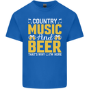 Country Music & Beer Thats Why Im Here Kids T-Shirt Childrens Royal Blue