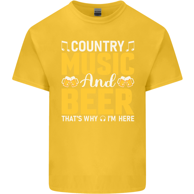Country Music & Beer Thats Why Im Here Kids T-Shirt Childrens Yellow