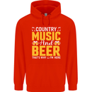 Country Music & Beer Thats Why Im Here Mens 80% Cotton Hoodie Bright Red